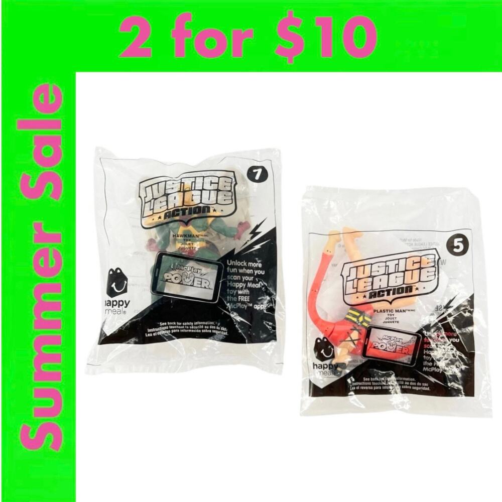 DC Comics Justice League McDonalds Happy Meal Toys Set of 2 SALE